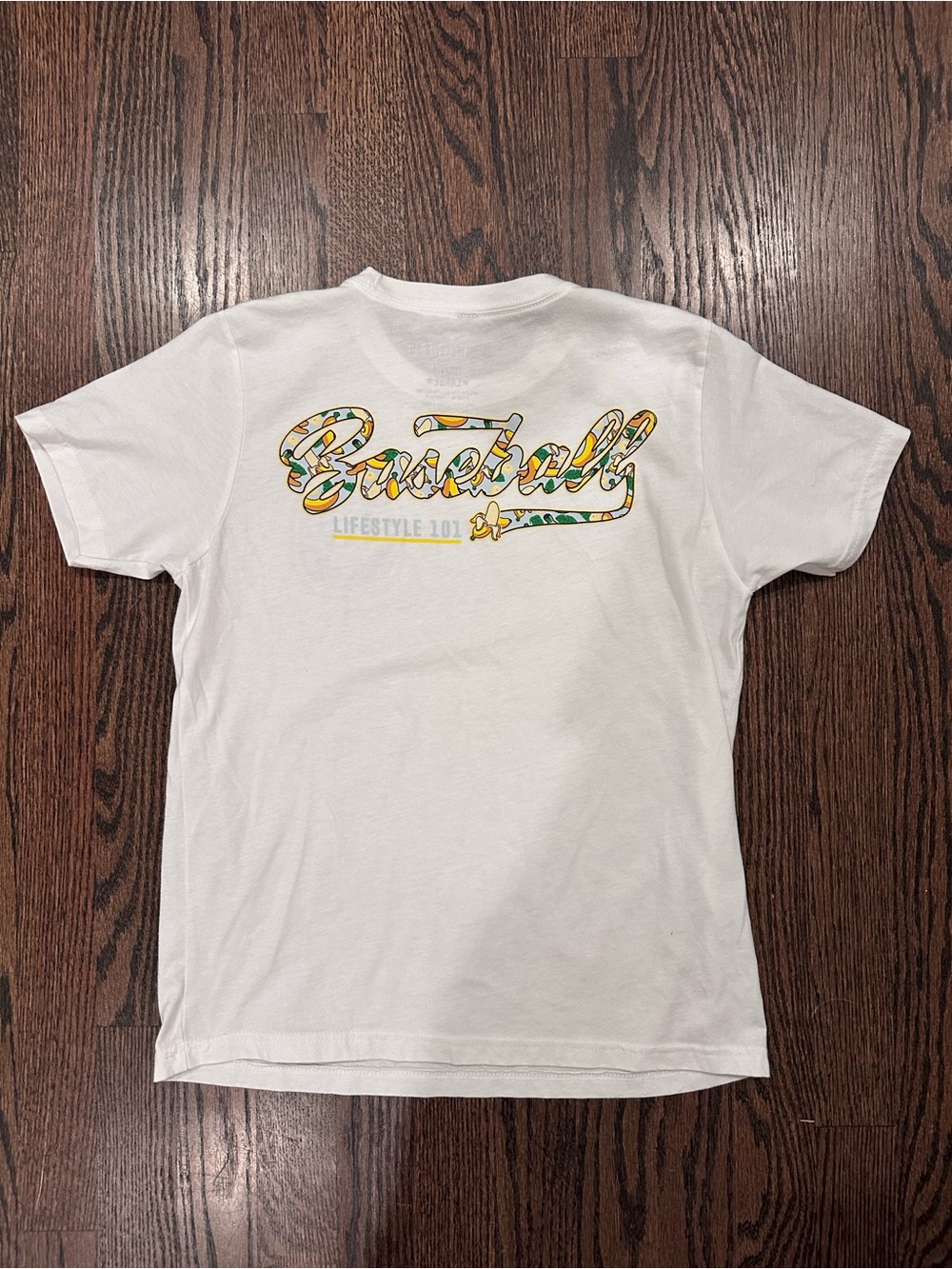 YOUTH Baseball Lifestyle 101 New NWT Banana Tee Tropical White Large